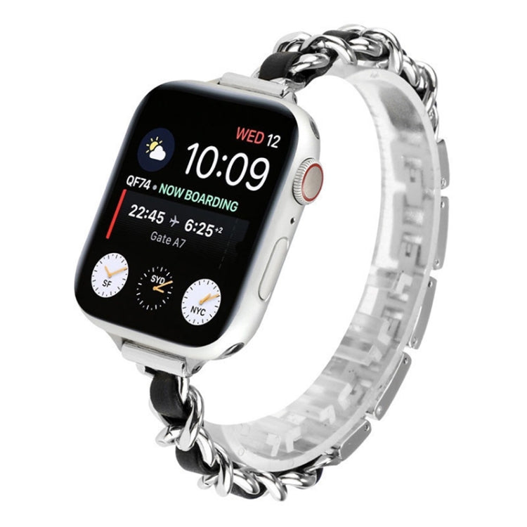 Single Row Metal Watch Band For Apple Watch Ultra 49mm&Watch Ultra 2 49mm / Series 9&8&7 45mm / SE 3&SE 2&6&SE&5&4 44mm / 3&2&1 42mm(Silver Black) by bashfashion