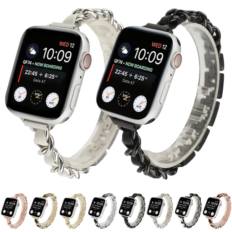 Single Row Metal Watch Band For Apple Watch Ultra 49mm&Watch Ultra 2 49mm / Series 9&8&7 45mm / SE 3&SE 2&6&SE&5&4 44mm / 3&2&1 42mm(Rose Gold White) by bashfashion