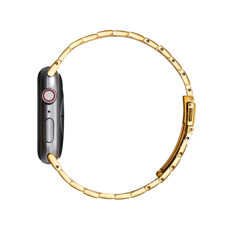 Ultra-thin Three-bead Metal Strap Watch Band For Apple Watch Series 9&8&7 41mm / SE 3&SE 2&6&SE&5&4 40mm / 3&2&1 38mm(Gold) by bashfashion