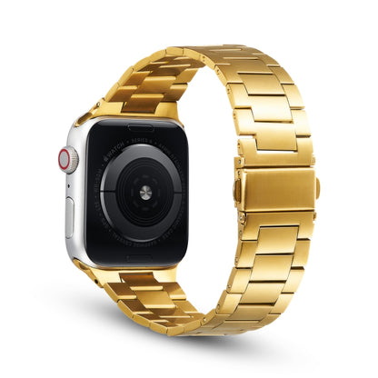 Ultra-thin Three-bead Metal Strap Watch Band For Apple Watch Series 9&8&7 41mm / SE 3&SE 2&6&SE&5&4 40mm / 3&2&1 38mm(Gold) by bashfashion