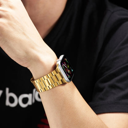 Ultra-thin Three-bead Metal Strap Watch Band For Apple Watch Series 9&8&7 41mm / SE 3&SE 2&6&SE&5&4 40mm / 3&2&1 38mm(Gold) by bashfashion