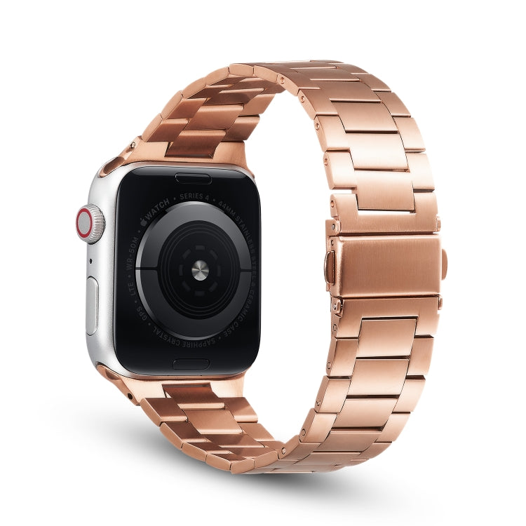 Ultra-thin Three-bead Metal Strap Watch Band For Apple Watch Series 9&8&7 41mm / SE 3&SE 2&6&SE&5&4 40mm / 3&2&1 38mm(Rose Gold) by bashfashion