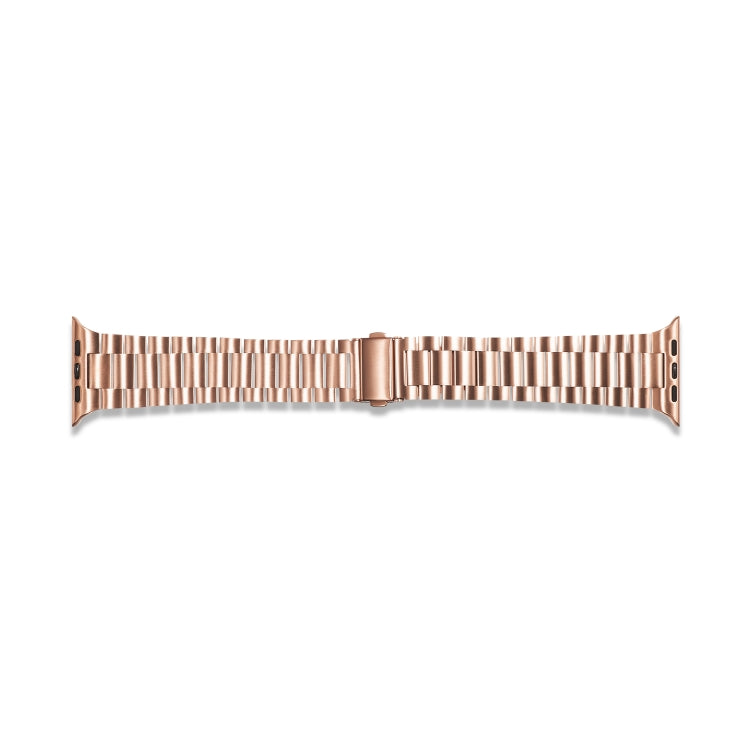 Ultra-thin Three-bead Metal Strap Watch Band For Apple Watch Series 9&8&7 41mm / SE 3&SE 2&6&SE&5&4 40mm / 3&2&1 38mm(Rose Gold) by bashfashion