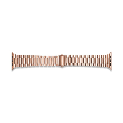Ultra-thin Three-bead Metal Strap Watch Band For Apple Watch Series 9&8&7 41mm / SE 3&SE 2&6&SE&5&4 40mm / 3&2&1 38mm(Rose Gold) by bashfashion