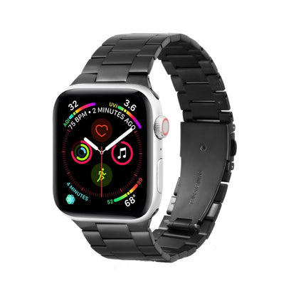 Ultra-thin Three-bead Metal Strap Watch Band For Apple Watch Series 9&8&7 41mm / SE 3&SE 2&6&SE&5&4 40mm / 3&2&1 38mm(Black) by bashfashion