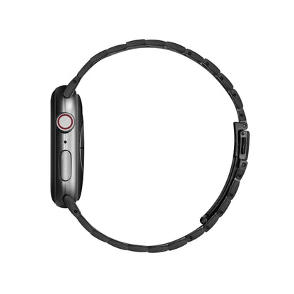 Ultra-thin Three-bead Metal Strap Watch Band For Apple Watch Series 9&8&7 41mm / SE 3&SE 2&6&SE&5&4 40mm / 3&2&1 38mm(Black) by bashfashion