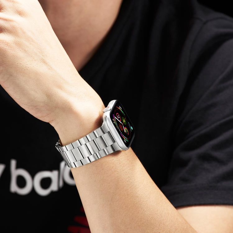 Ultra-thin Three-bead Metal Strap Watch Band For Apple Watch Ultra 49mm&Watch Ultra 2 49mm / Series 9&8&7 45mm / SE 3&SE 2&6&SE&5&4 44mm / 3&2&1 42mm(Silver) by bashfashion