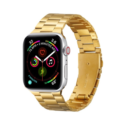 Ultra-thin Three-bead Metal Strap Watch Band For Apple Watch Ultra 49mm&Watch Ultra 2 49mm / Series 9&8&7 45mm / SE 3&SE 2&6&SE&5&4 44mm / 3&2&1 42mm(Gold) by bashfashion
