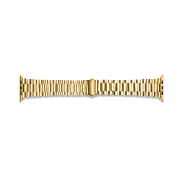Ultra-thin Three-bead Metal Strap Watch Band For Apple Watch Ultra 49mm&Watch Ultra 2 49mm / Series 9&8&7 45mm / SE 3&SE 2&6&SE&5&4 44mm / 3&2&1 42mm(Gold) by bashfashion