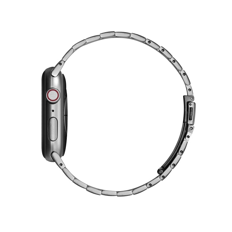 Ultra-thin Three-bead Metal Strap Watch Band For Apple Watch Ultra 49mm&Watch Ultra 2 49mm / Series 9&8&7 45mm / SE 3&SE 2&6&SE&5&4 44mm / 3&2&1 42mm(Grey) by bashfashion