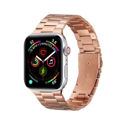 Ultra-thin Three-bead Metal Strap Watch Band For Apple Watch Ultra 49mm&Watch Ultra 2 49mm / Series 9&8&7 45mm / SE 3&SE 2&6&SE&5&4 44mm / 3&2&1 42mm(Rose Gold) by bashfashion