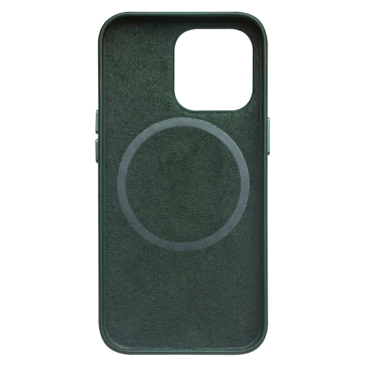 For iPhone 13 QIALINO Nappa Cowhide MagSafe Magnetic Protective Case(Dark Green) by QIALINO