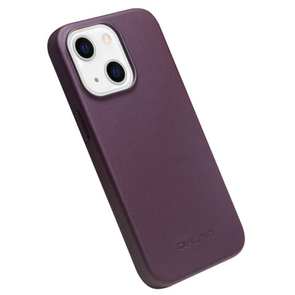 For iPhone 13 QIALINO Nappa Cowhide MagSafe Magnetic Protective Case(Purple Crystal) by QIALINO