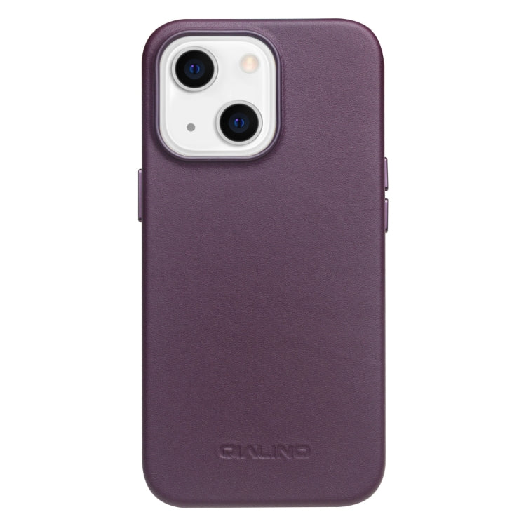 For iPhone 13 mini QIALINO Nappa Cowhide MagSafe Magnetic Protective Case (Purple Crystal) by QIALINO
