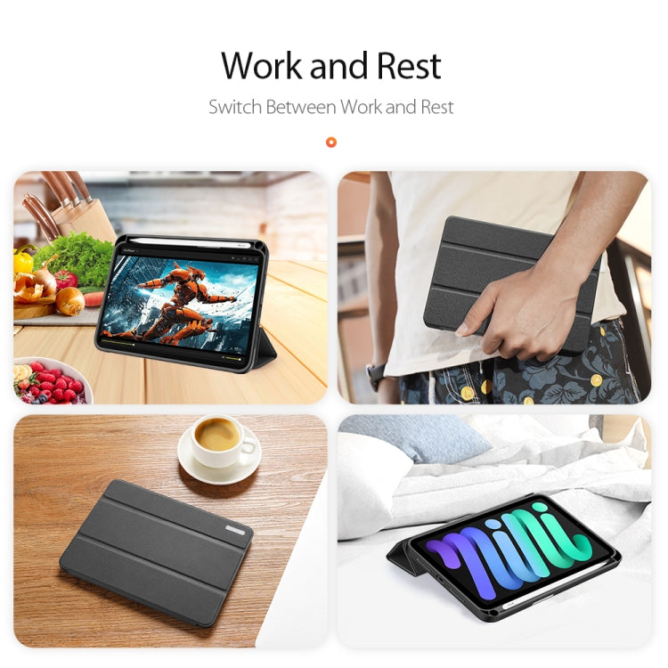 For iPad mini 7 / mini 6 DUX DUCIS Domo Series Horizontal Flip Magnetic TPU + PU Leather Tablet Case with Three-folding Holder & Pen Slot(Black) by DUX DUCIS