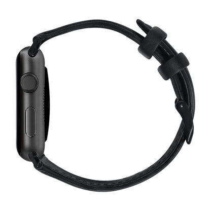 For Apple Watch Series 9&8&7 41mm / SE 3&SE 2&6&SE&5&4 40mm / 3&2&1 38mm Oil Wax Genuine Leather Strap Watch Band(Black) by bashfashion