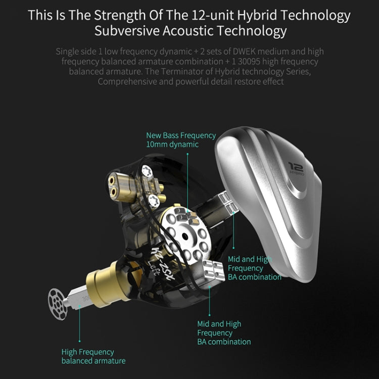 KZ ZSX 12-unit Ring Iron Metal Gaming In-ear Wired Earphone, Standard Version(Cyan) by KZ