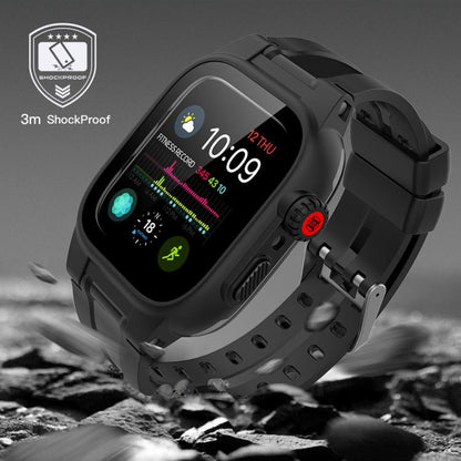 For Apple Watch Series 6 / 5 / 4 / Watch SE 44mm RedPepper IP68 Waterproof Screen Protector + Watchband + Protective Case(Black) by RedPepper