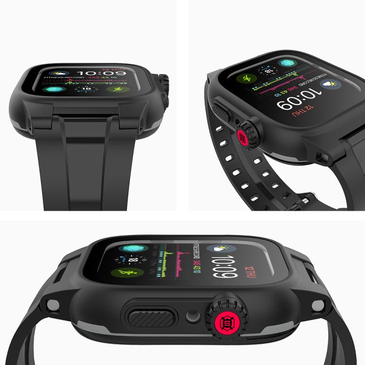 For Apple Watch Series 6 / 5 / 4 / Watch SE 44mm RedPepper IP68 Waterproof Screen Protector + Watchband + Protective Case(Black) by RedPepper