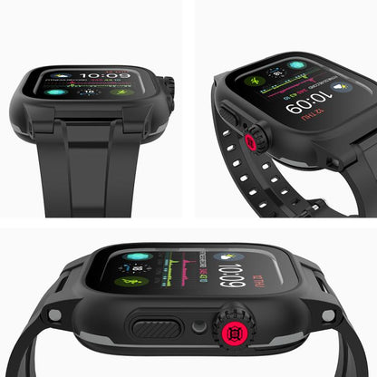 For Apple Watch Series 6 / 5 / 4 / Watch SE 44mm RedPepper IP68 Waterproof Screen Protector + Watchband + Protective Case(Black) by RedPepper