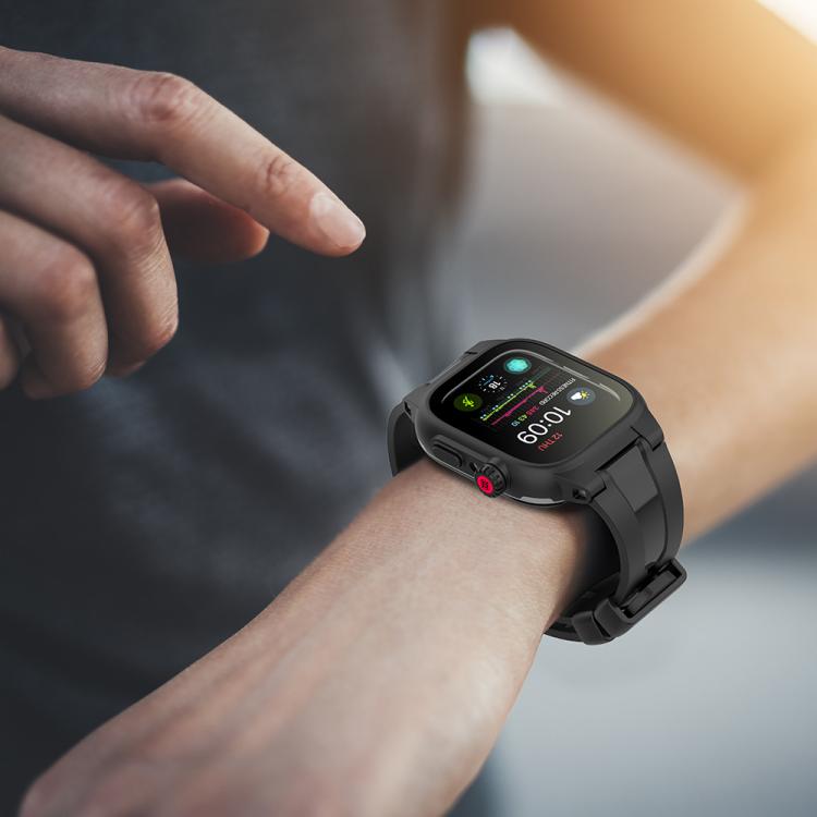 For Apple Watch Series 6 / 5 / 4 / Watch SE 44mm RedPepper IP68 Waterproof Screen Protector + Watchband + Protective Case(Black) by RedPepper