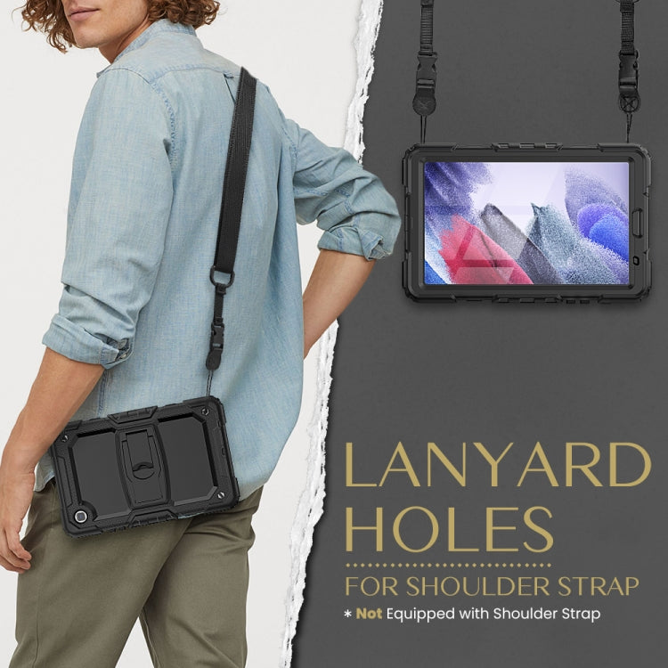 Shockproof Colorful Silica Gel + PC Protective Case with Holder & Shoulder Strap For Samsung Galaxy A7 Lite T220 / T225(Black) by bashfashion