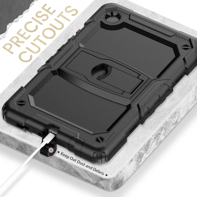 Shockproof Colorful Silica Gel + PC Protective Case with Holder & Shoulder Strap For Samsung Galaxy A7 Lite T220 / T225(Black) by bashfashion