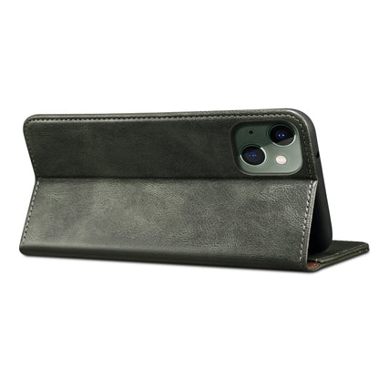 For iPhone 13 Simple Wax Crazy Horse Texture Horizontal Flip Leather Case with Card Slots & Wallet(Dark Green) by bashfashion