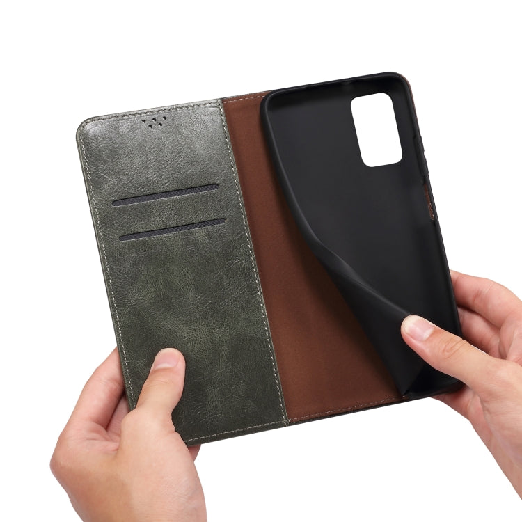 For iPhone 13 Simple Wax Crazy Horse Texture Horizontal Flip Leather Case with Card Slots & Wallet(Dark Green) by bashfashion