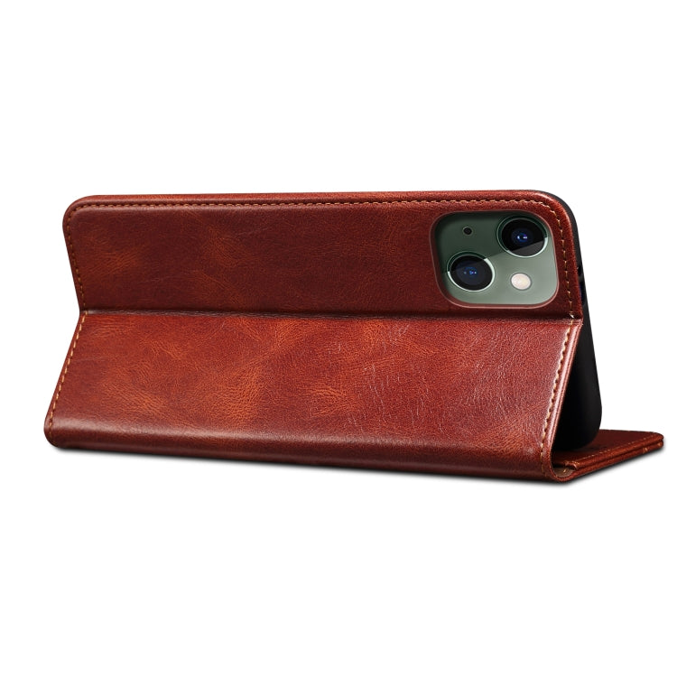 For iPhone 13 Simple Wax Crazy Horse Texture Horizontal Flip Leather Case with Card Slots & Wallet(Brown) by bashfashion