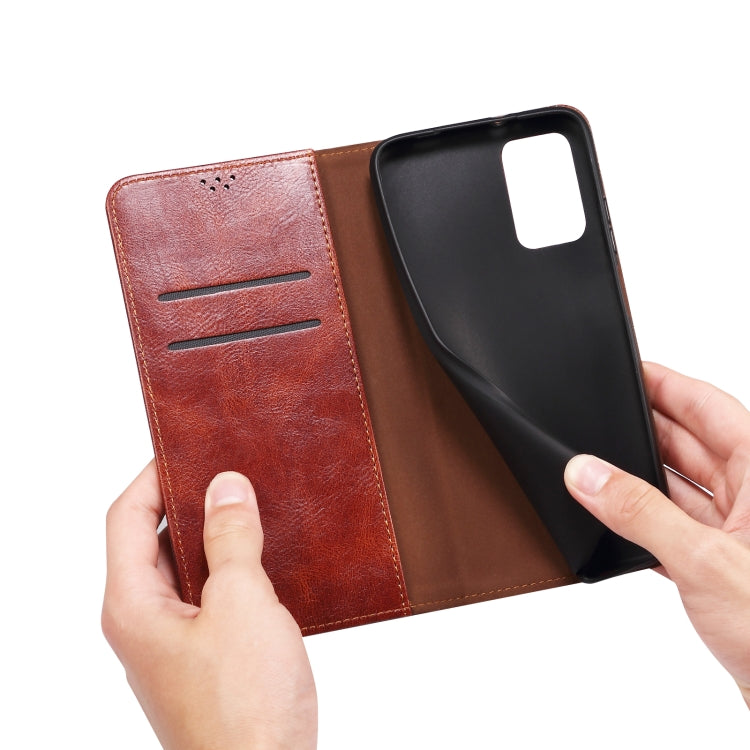 For iPhone 13 Simple Wax Crazy Horse Texture Horizontal Flip Leather Case with Card Slots & Wallet(Brown) by bashfashion