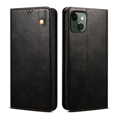 For iPhone 13 Simple Wax Crazy Horse Texture Horizontal Flip Leather Case with Card Slots & Wallet(Black) by bashfashion