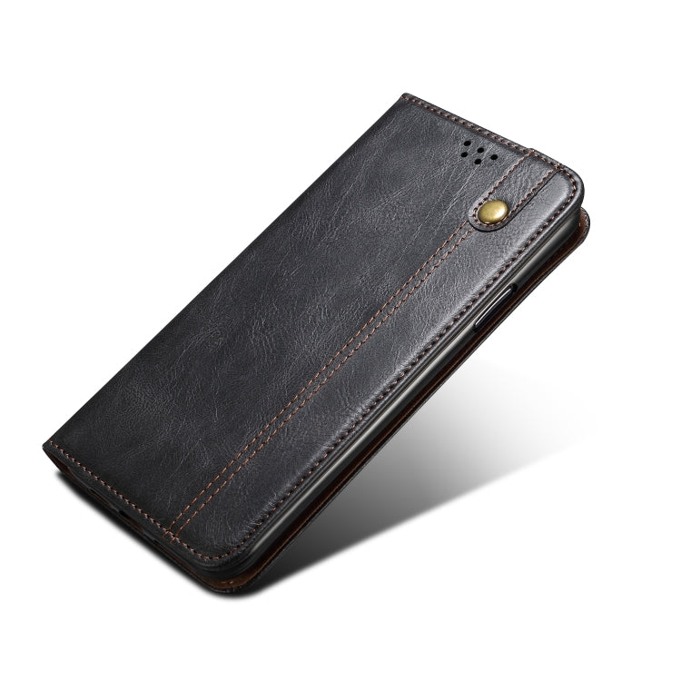 For iPhone 13 Simple Wax Crazy Horse Texture Horizontal Flip Leather Case with Card Slots & Wallet(Black) by bashfashion