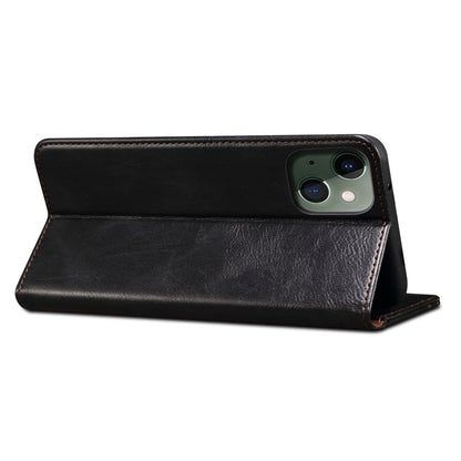 For iPhone 13 Simple Wax Crazy Horse Texture Horizontal Flip Leather Case with Card Slots & Wallet(Black) by bashfashion