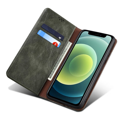 For iPhone 13 Pro Simple Wax Crazy Horse Texture Horizontal Flip Leather Case with Card Slots & Wallet (Dark Green) by bashfashion