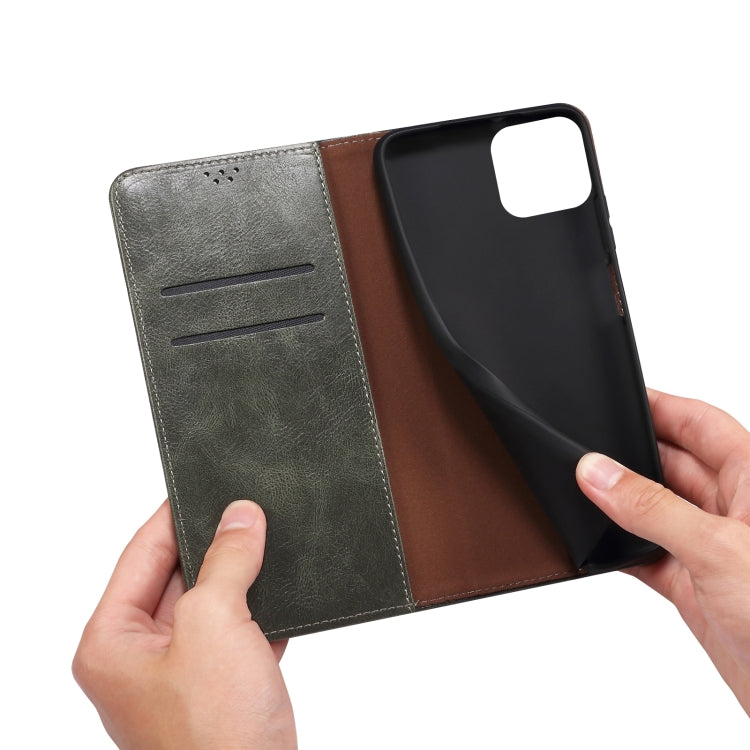 For iPhone 13 Pro Simple Wax Crazy Horse Texture Horizontal Flip Leather Case with Card Slots & Wallet (Dark Green) by bashfashion