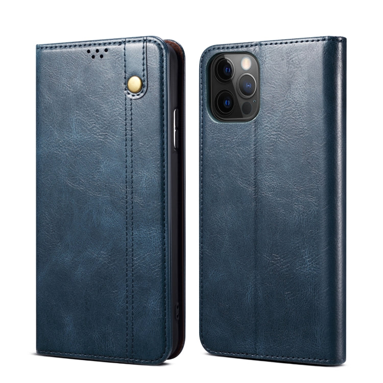 For iPhone 13 Pro Simple Wax Crazy Horse Texture Horizontal Flip Leather Case with Card Slots & Wallet (Navy Blue) by bashfashion