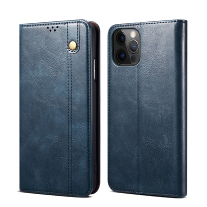 For iPhone 13 Pro Simple Wax Crazy Horse Texture Horizontal Flip Leather Case with Card Slots & Wallet (Navy Blue) by bashfashion