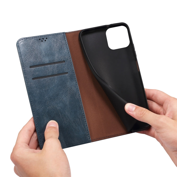 For iPhone 13 Pro Simple Wax Crazy Horse Texture Horizontal Flip Leather Case with Card Slots & Wallet (Navy Blue) by bashfashion