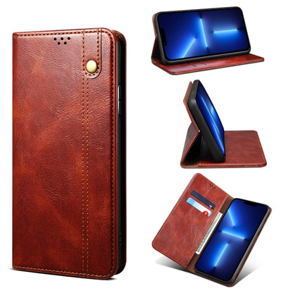 For iPhone 13 Pro Simple Wax Crazy Horse Texture Horizontal Flip Leather Case with Card Slots & Wallet (Brown) by bashfashion