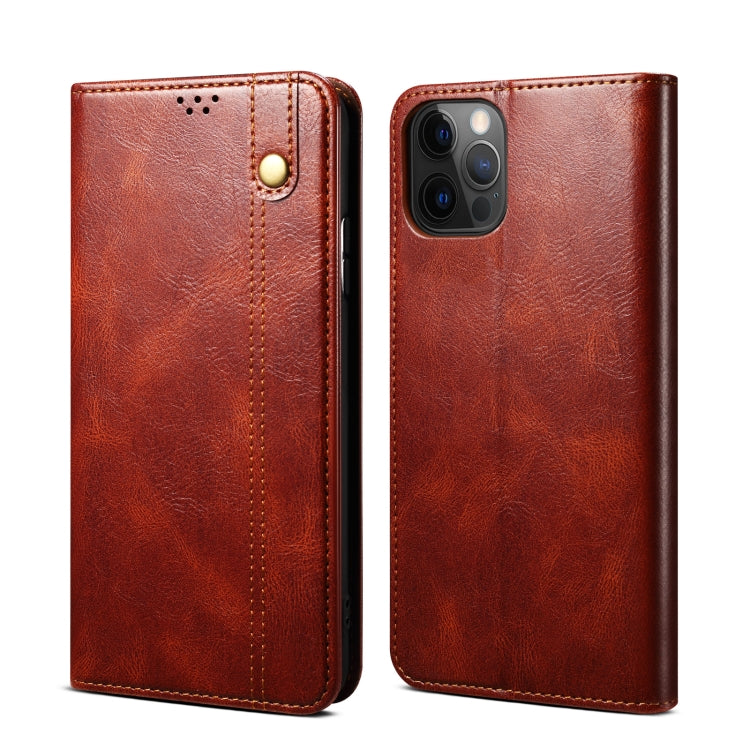 For iPhone 13 Pro Simple Wax Crazy Horse Texture Horizontal Flip Leather Case with Card Slots & Wallet (Brown) by bashfashion