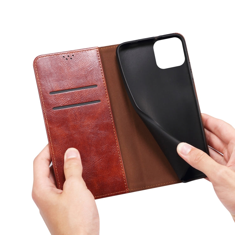 For iPhone 13 Pro Simple Wax Crazy Horse Texture Horizontal Flip Leather Case with Card Slots & Wallet (Brown) by bashfashion