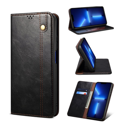 For iPhone 13 Pro Simple Wax Crazy Horse Texture Horizontal Flip Leather Case with Card Slots & Wallet (Black) by bashfashion
