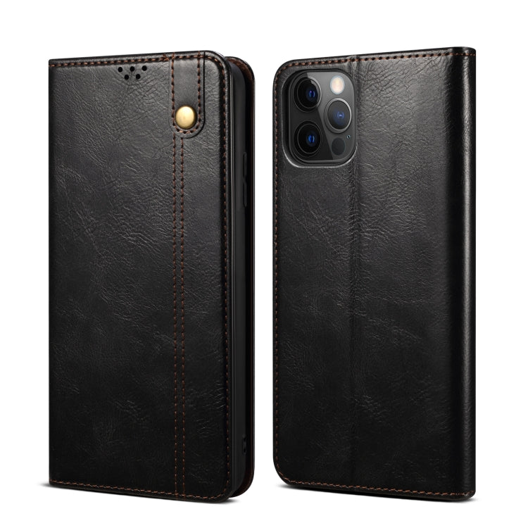 For iPhone 13 Pro Simple Wax Crazy Horse Texture Horizontal Flip Leather Case with Card Slots & Wallet (Black) by bashfashion
