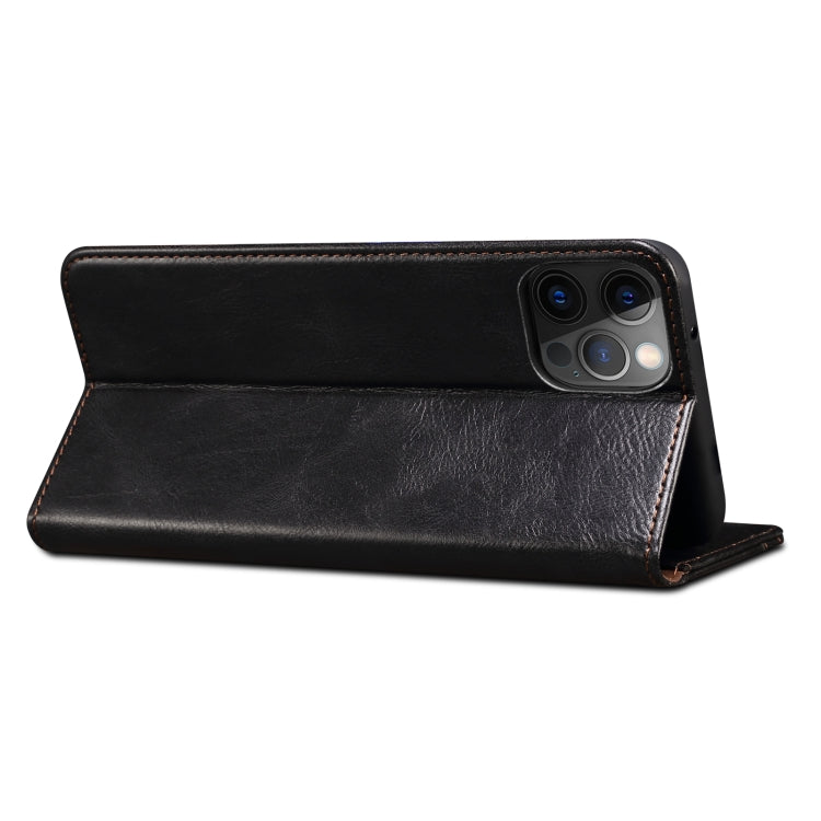 For iPhone 13 Pro Simple Wax Crazy Horse Texture Horizontal Flip Leather Case with Card Slots & Wallet (Black) by bashfashion