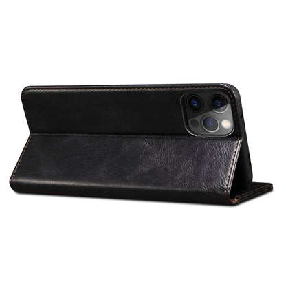 For iPhone 13 Pro Simple Wax Crazy Horse Texture Horizontal Flip Leather Case with Card Slots & Wallet (Black) by bashfashion