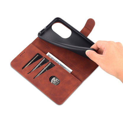 For Huawei P50 Pro AZNS Skin Feel Calf Texture Horizontal Flip Leather Case with Card Slots & Holder & Wallet(Brown) by AZNS