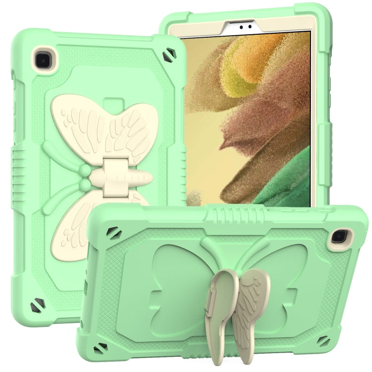 Beige PC + Silicone Anti-drop Protective Case with Butterfly Shape Holder & Pen Slot For Samsung Galaxy Tab A7 Lite 8.7 SM-T220 / SM-T225(Beige + Fresh Green) by bashfashion