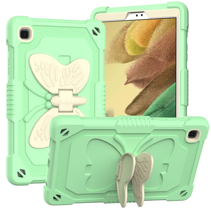 Beige PC + Silicone Anti-drop Protective Case with Butterfly Shape Holder & Pen Slot For Samsung Galaxy Tab A7 Lite 8.7 SM-T220 / SM-T225(Beige + Fresh Green) by bashfashion