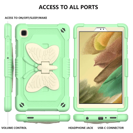 Beige PC + Silicone Anti-drop Protective Case with Butterfly Shape Holder & Pen Slot For Samsung Galaxy Tab A7 Lite 8.7 SM-T220 / SM-T225(Beige + Fresh Green) by bashfashion